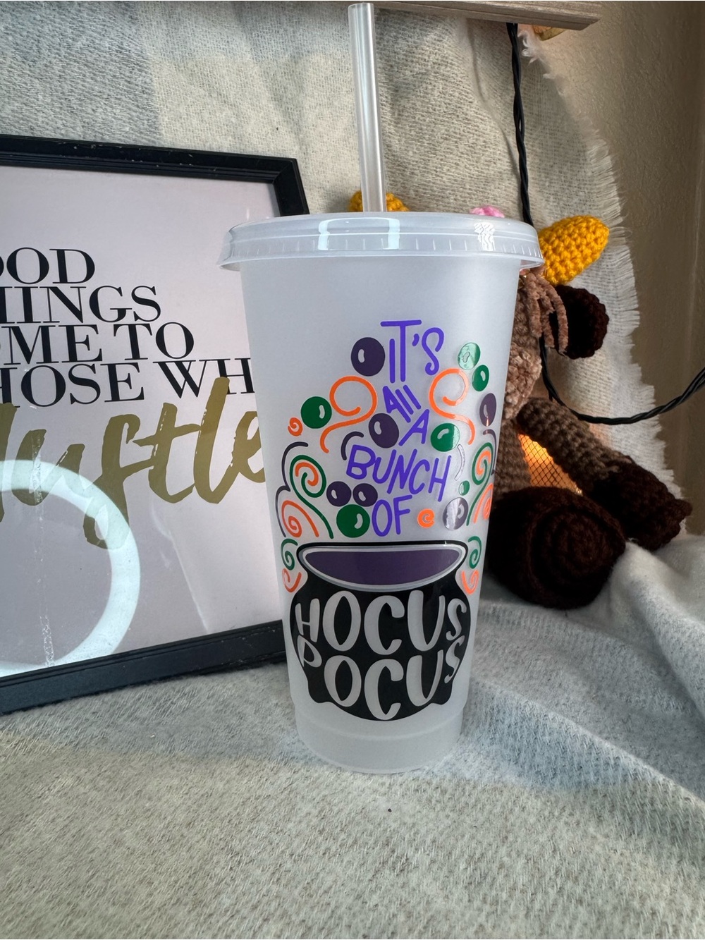 Hocus Pocus Frosted Reusable Tumbler - White with Multicolor Design - Picture 2 of 2